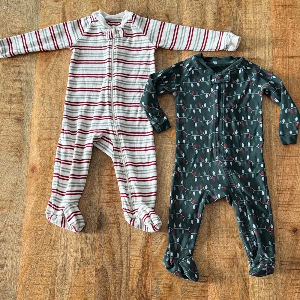 Organic Cotton Festive Footed Onesies (pack of 2)